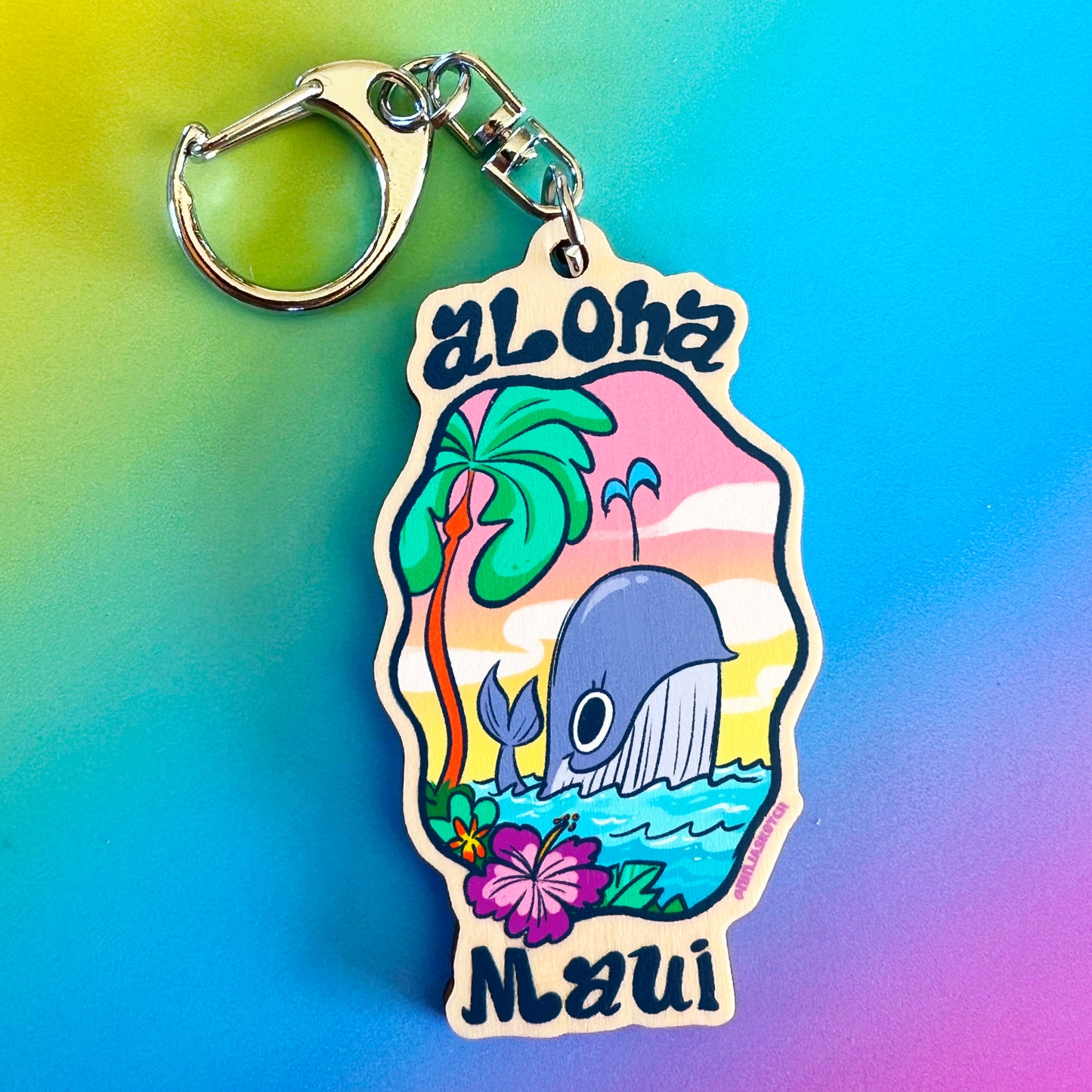 Aloha Maui Whale Keychain