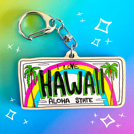 Hawaii License Plate Keychain