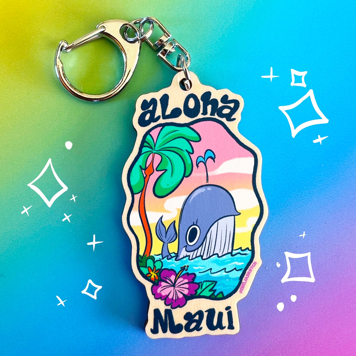 Aloha Maui Whale Keychain