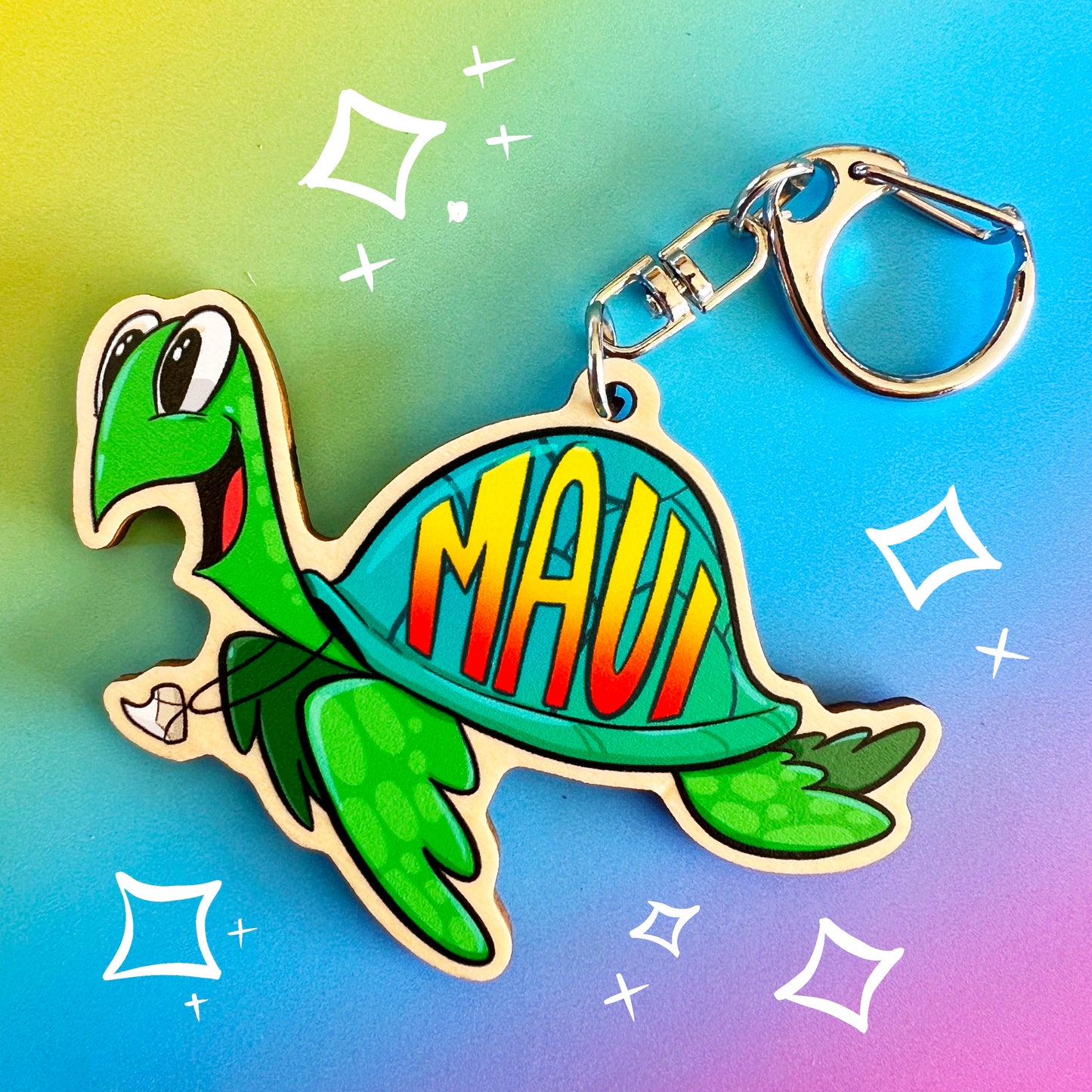 Turtle Maui Shell Keychain