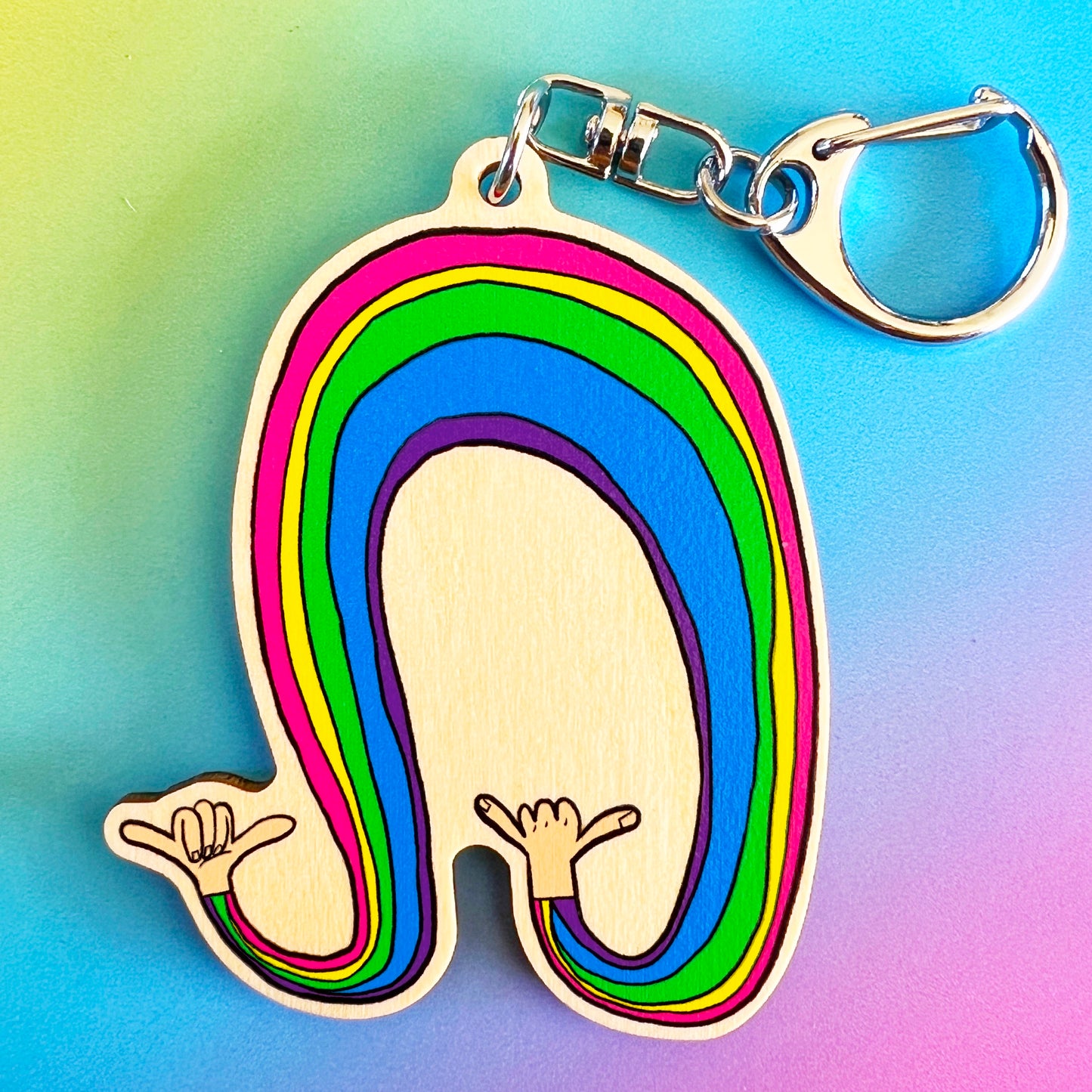 Rainbow Shaka Keychain