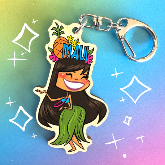 Hula Girl Maui Keychain