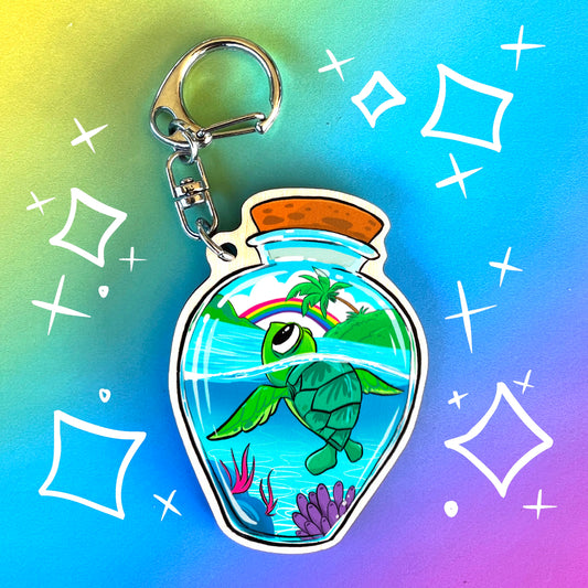 Turtle in a Bottle Keychain