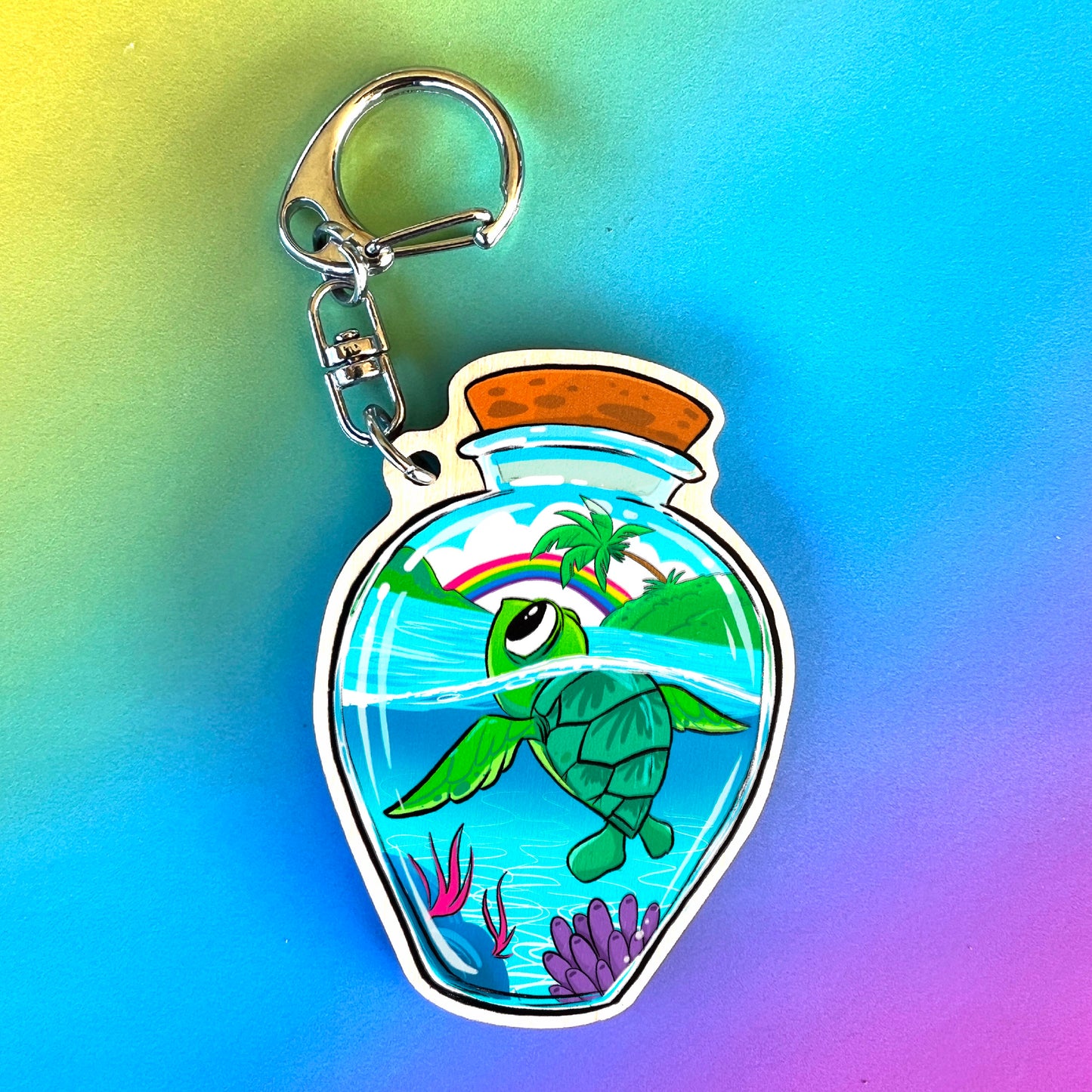 Turtle in a Bottle Keychain