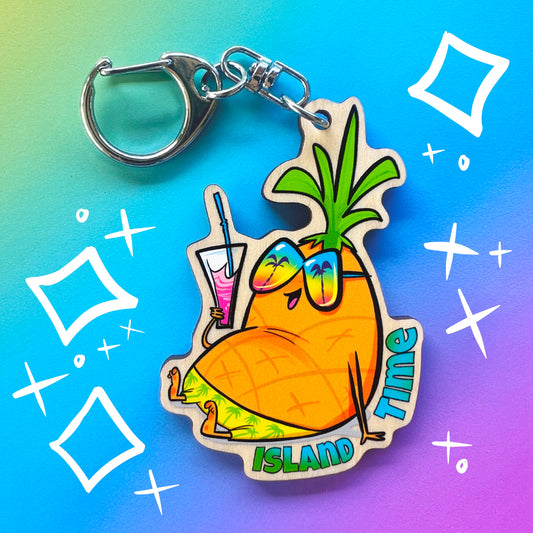 Pineapple Island Time Keychain