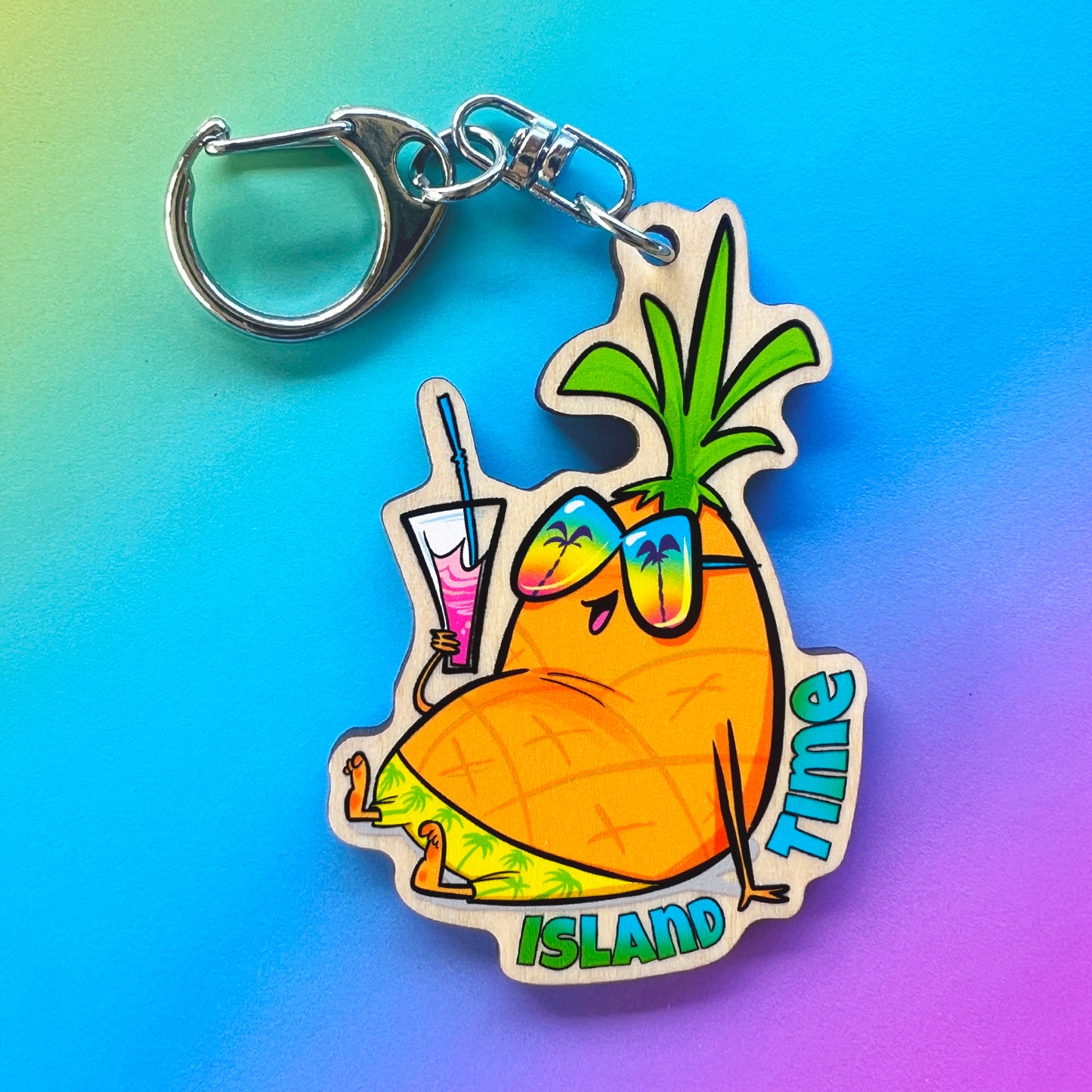 Pineapple Island Time Keychain