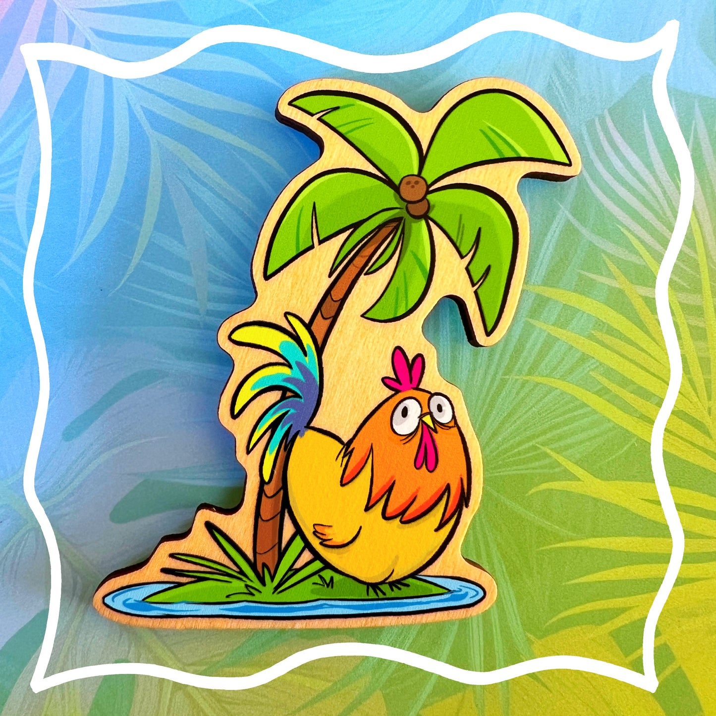 Chicken and Palm Tree Magnet