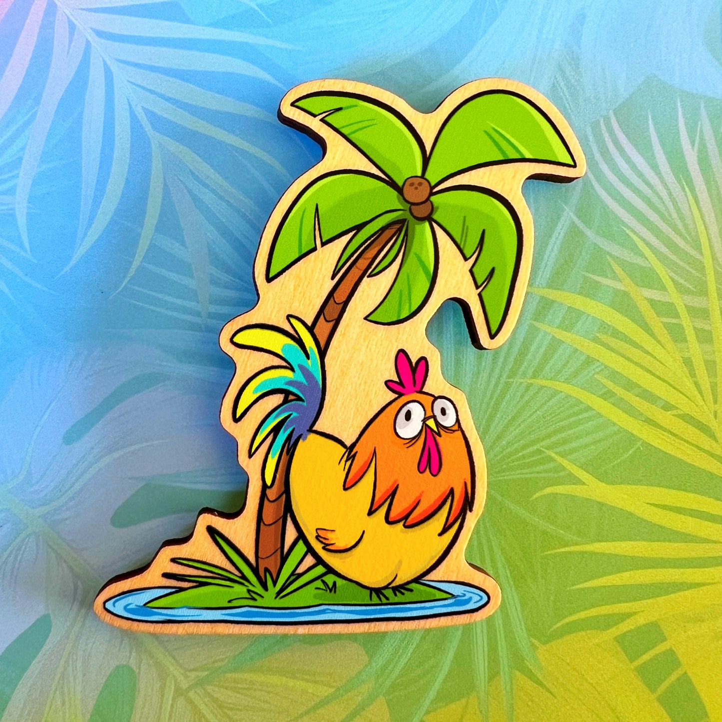 Chicken and Palm Tree Magnet