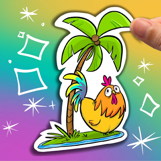 Chicken & Palm Tree Sticker