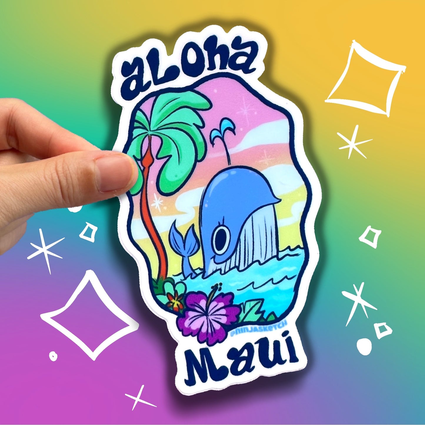 Aloha Maui Whale Sticker