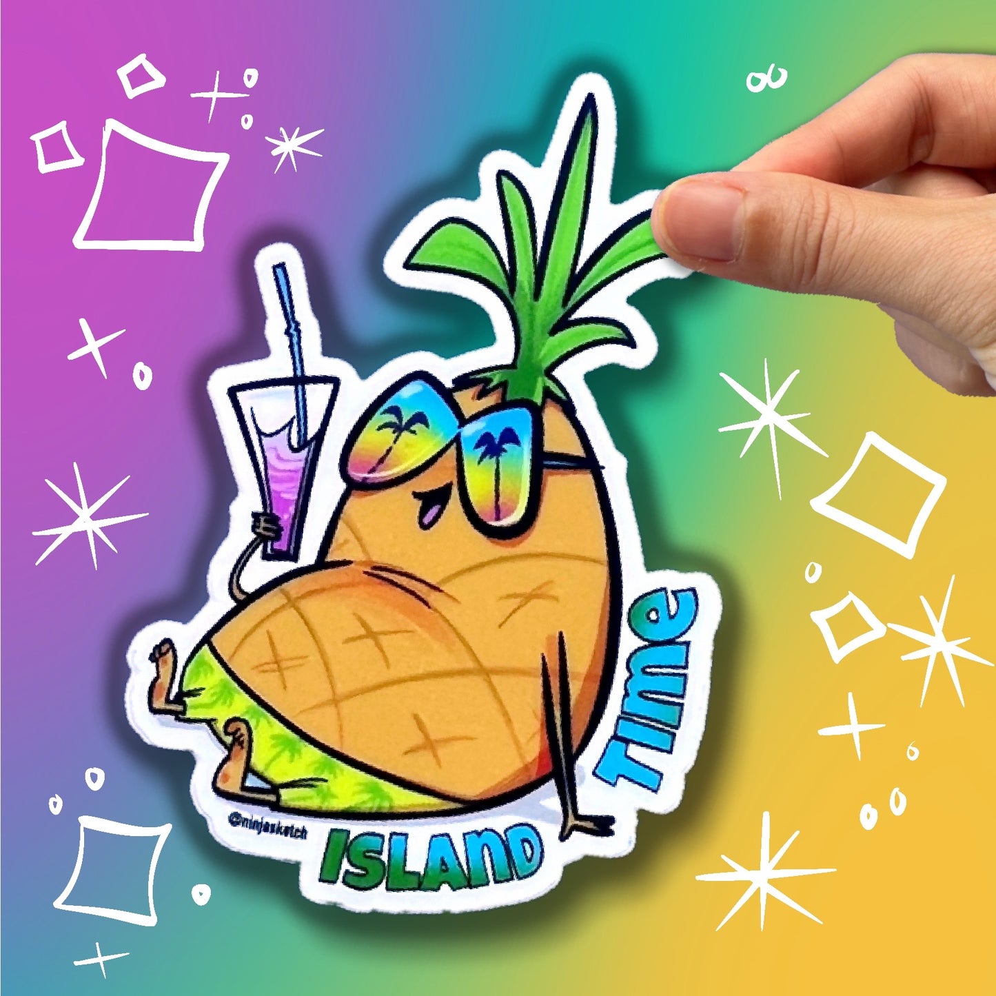 Island Time Pineapple Sticker