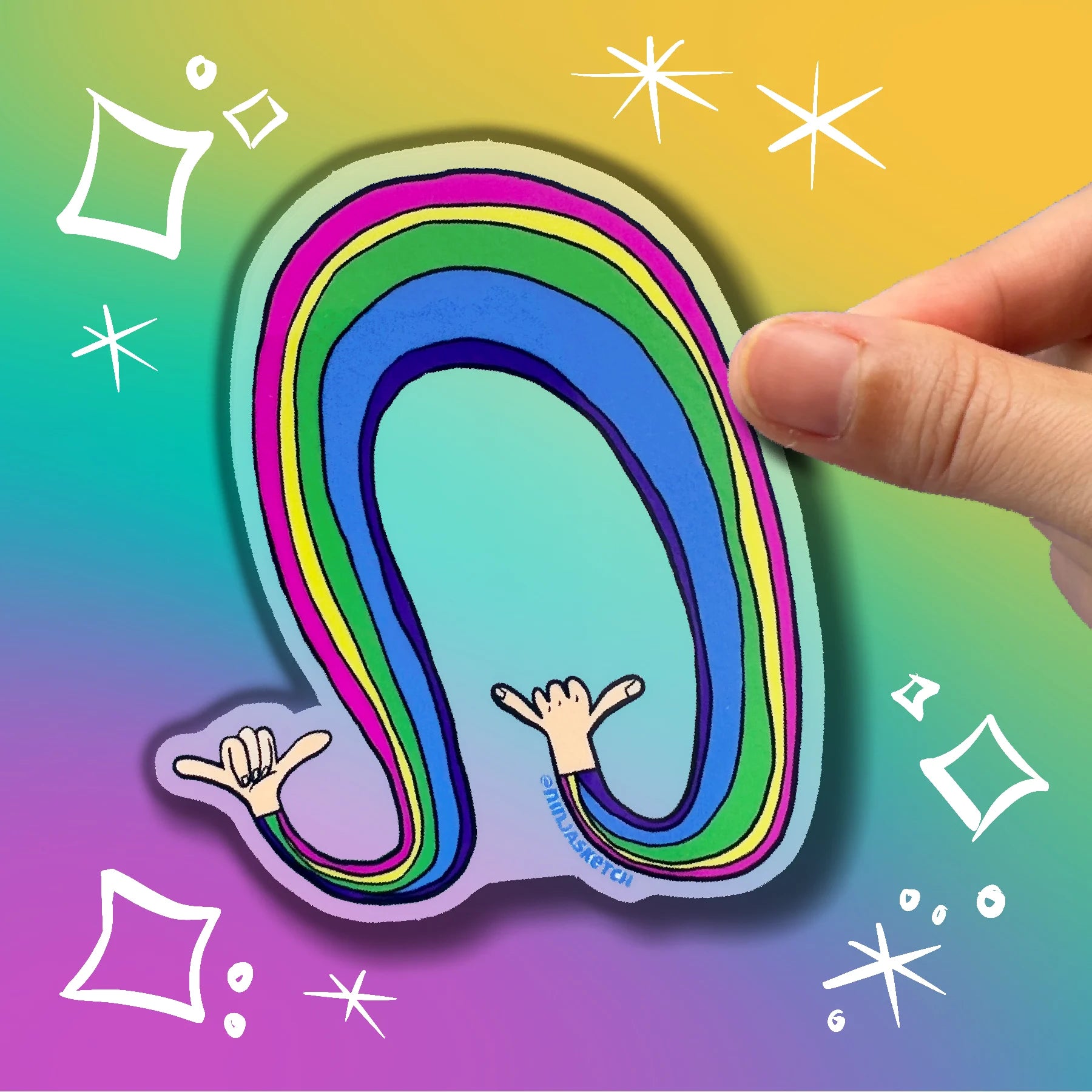 Rainbow Shaka Sticker – Ninja Sketch