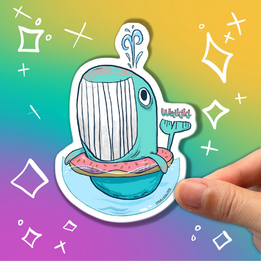 Smiling Whale in Donut Tube Sticker