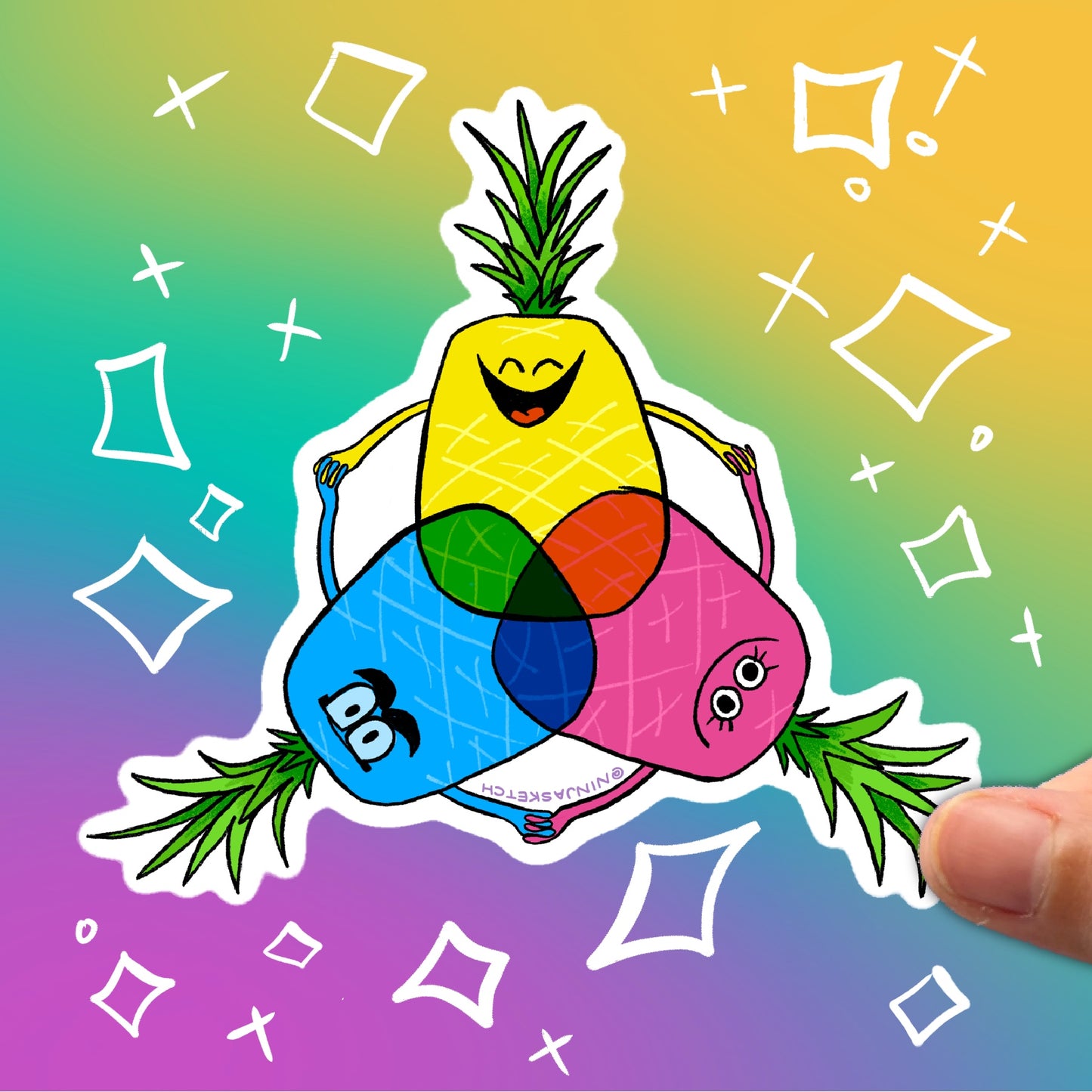 Pineapple Color Wheel Sticker