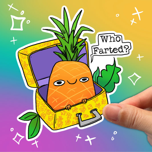 Pineapple in Suitcase Who farted? Sticker