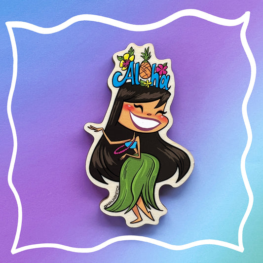 Hula Girl with Aloha Magnet