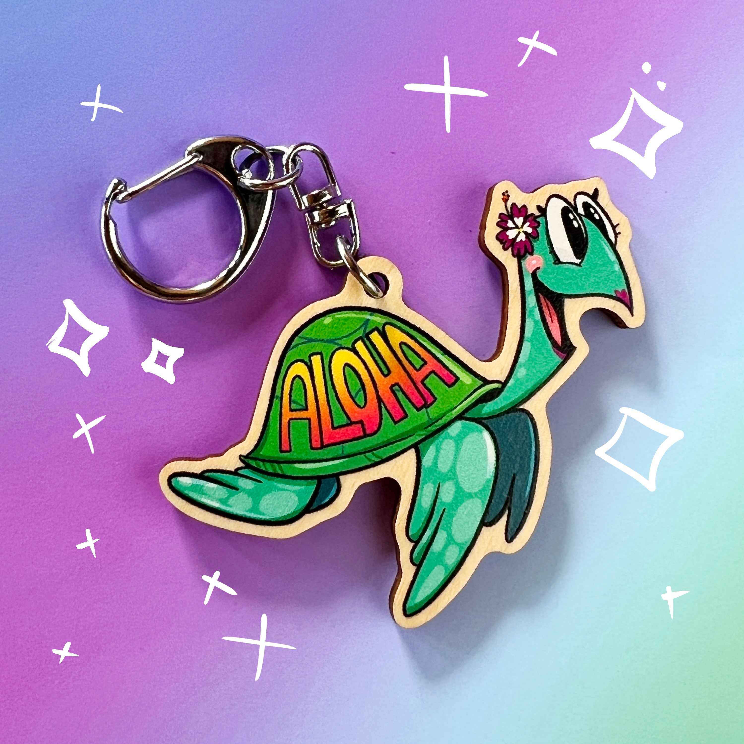 Turtle Aloha Shell Keychain – Ninja Sketch