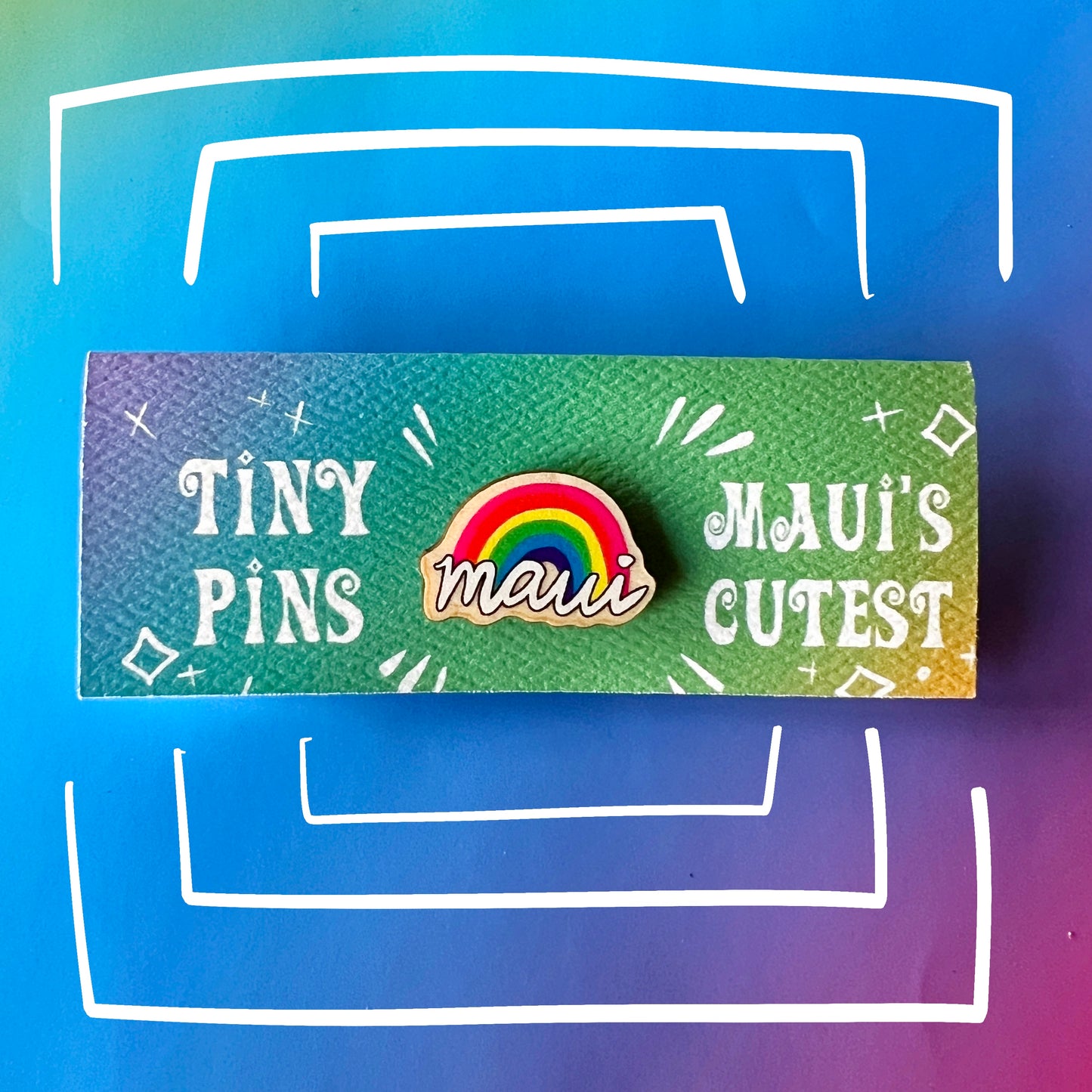 Maui Rainbow Tiny Wood Pin