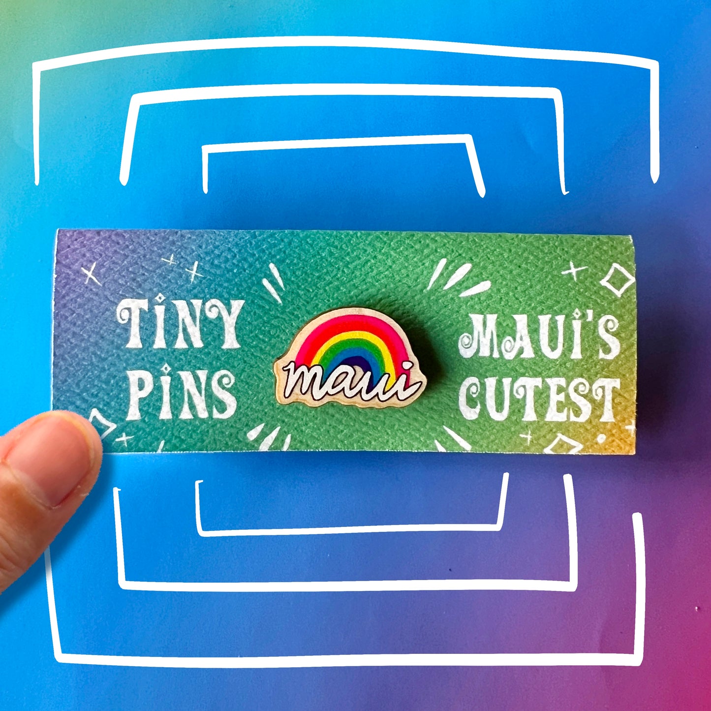 Maui Rainbow Tiny Wood Pin