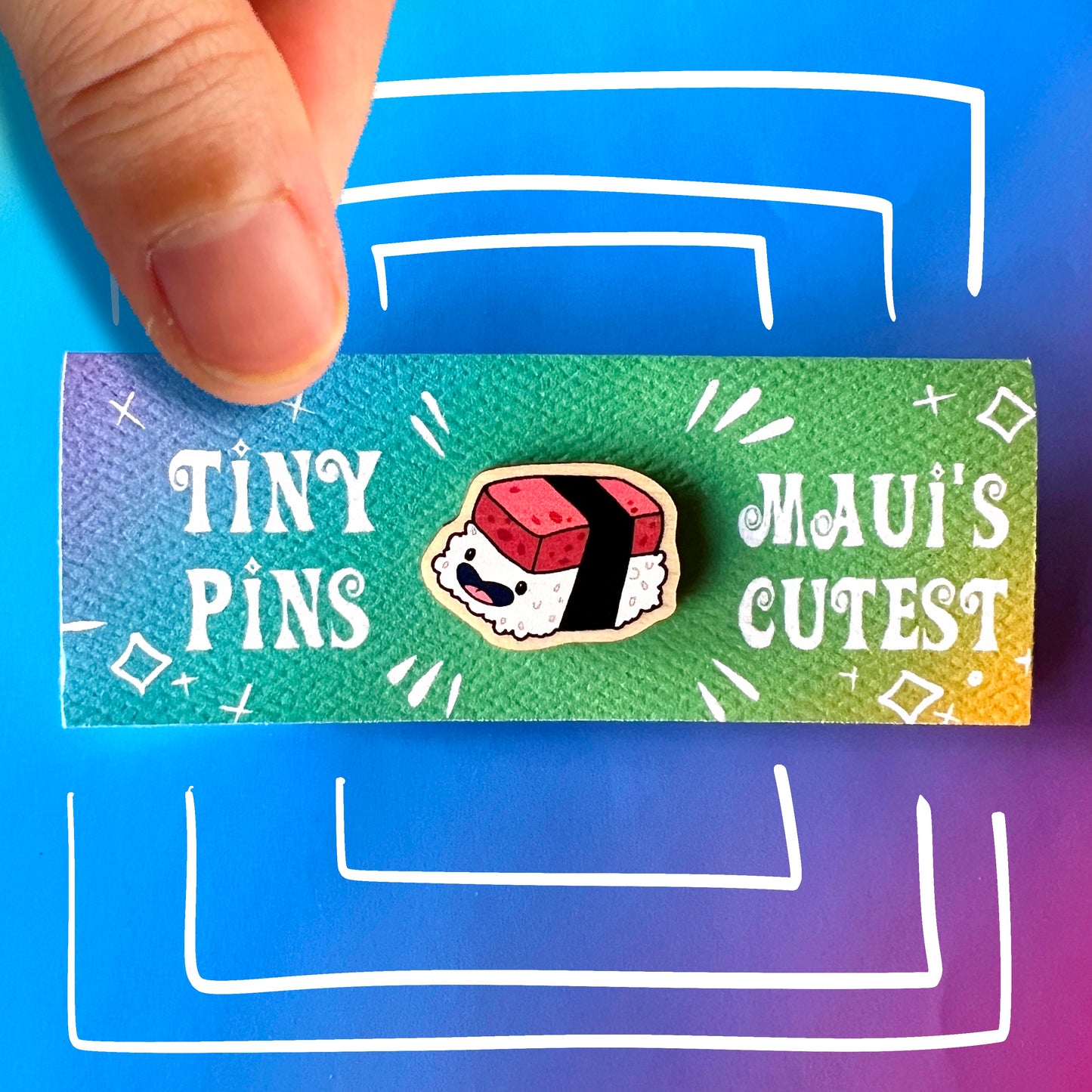 Spam Musubi Tiny Wood Pin