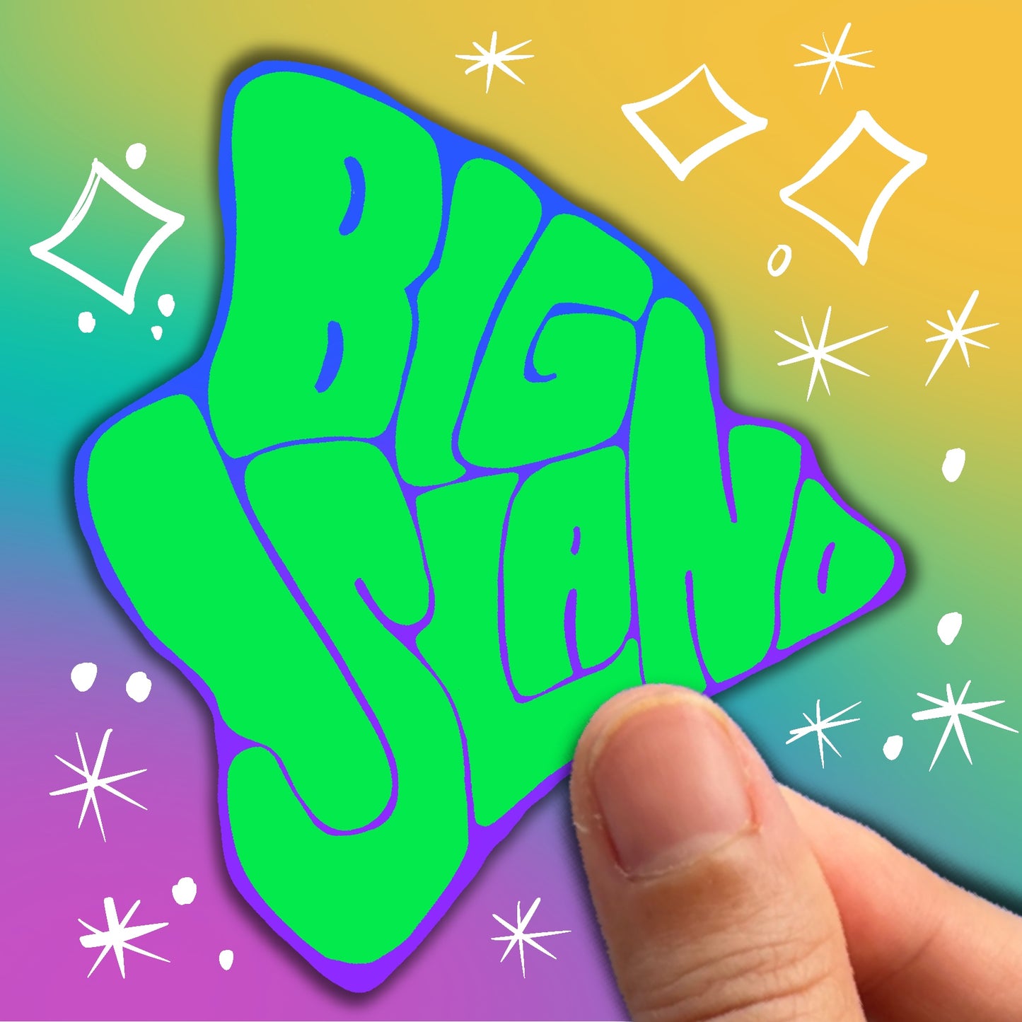 Big Island in the Shape of Big Island Green Sticker