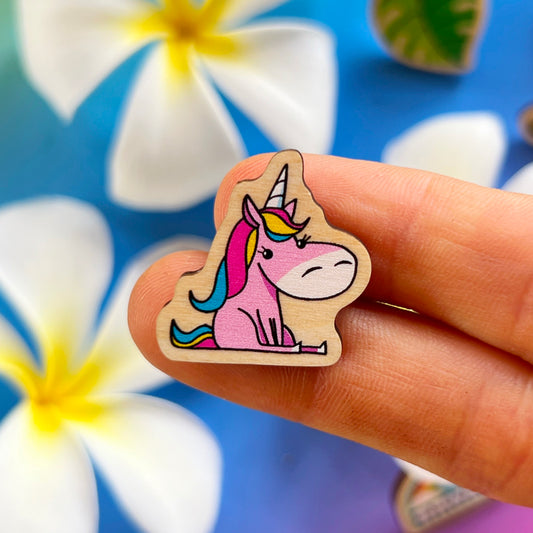 Cute Unicorn Tiny Wood Pin