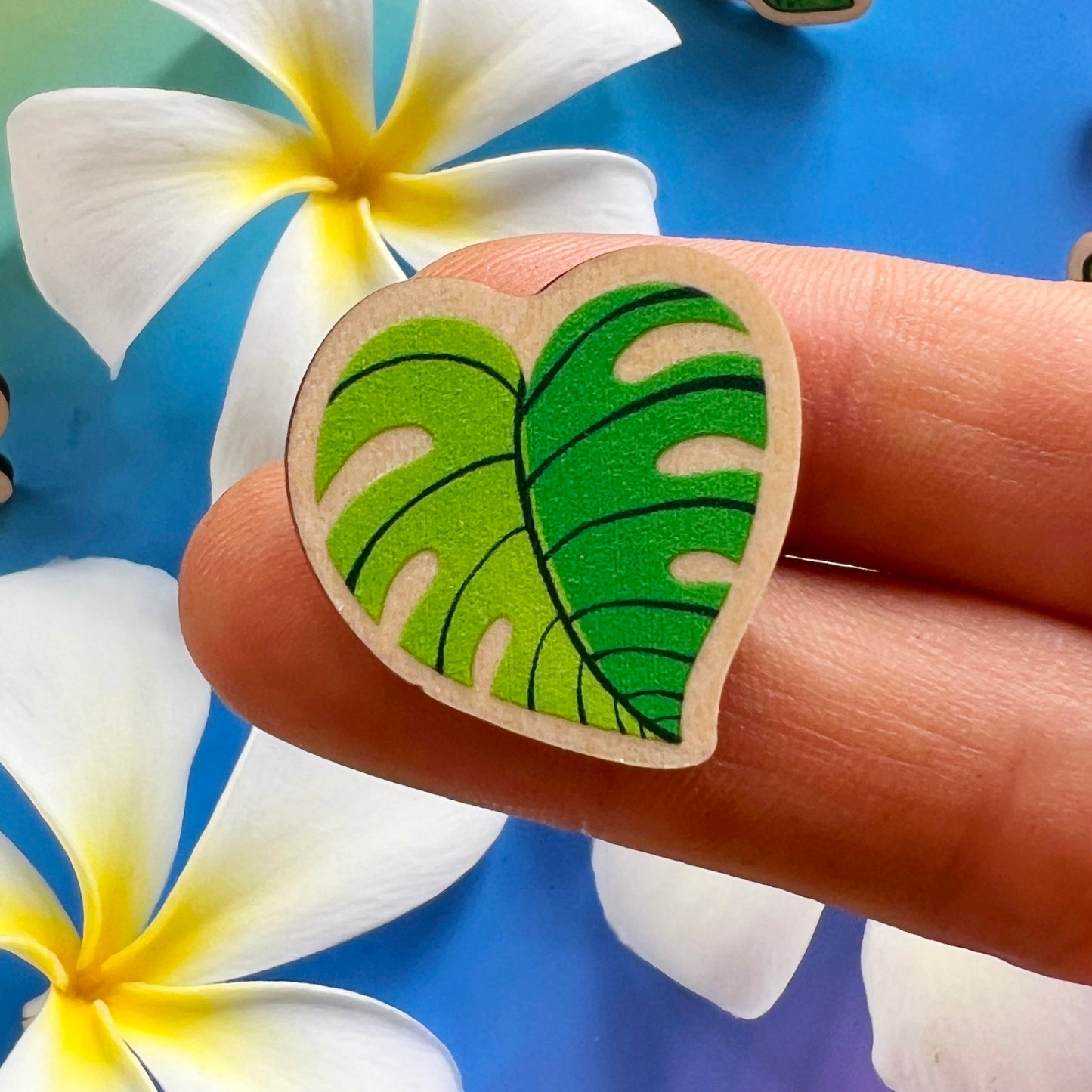 Monstera Leaf Tiny Wood Pin