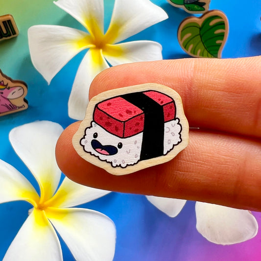 Spam Musubi Tiny Wood Pin