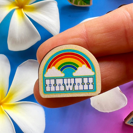 Hawaii Rainbow Tiny Wood Pin