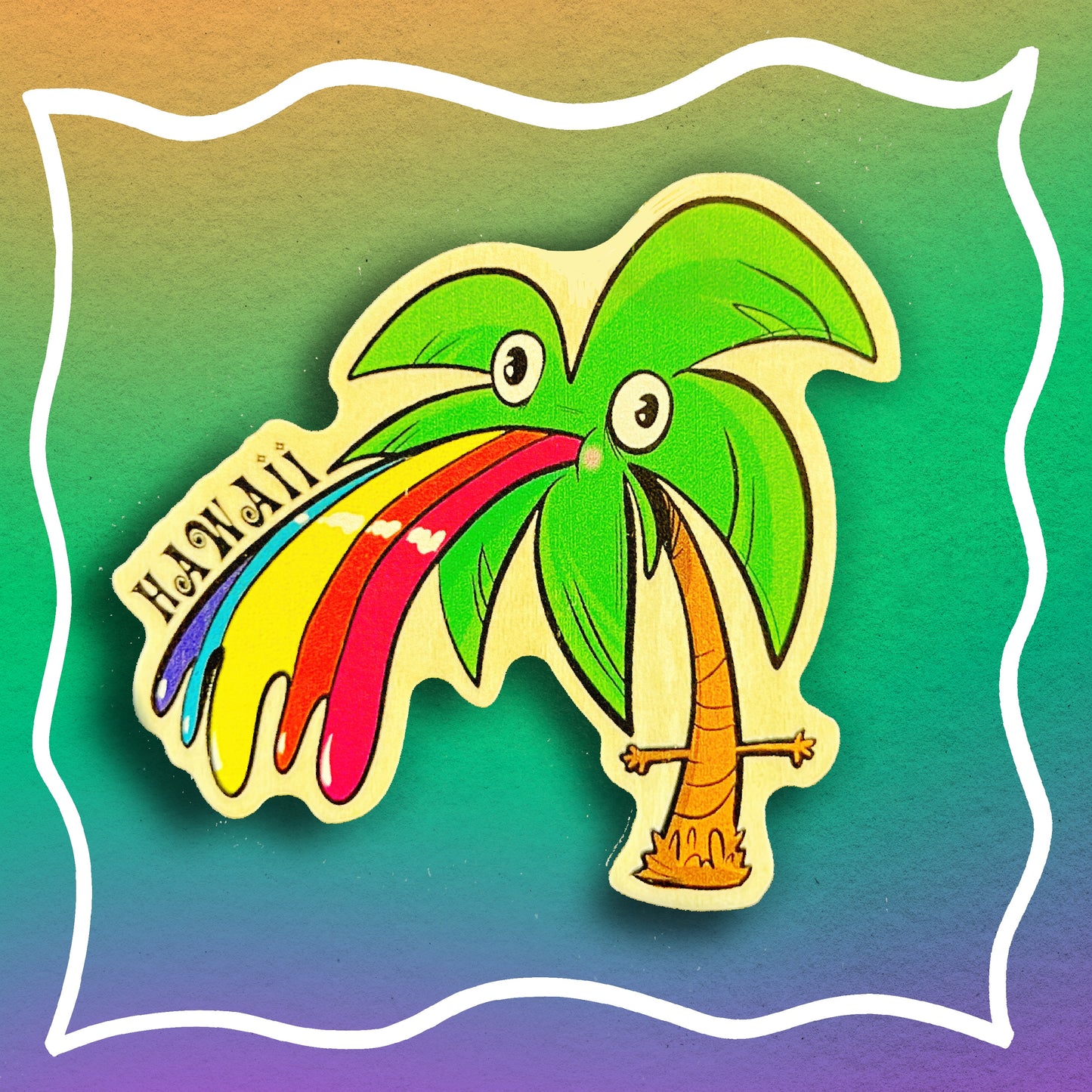 Palm Tree Throwing up Rainbows Magnet