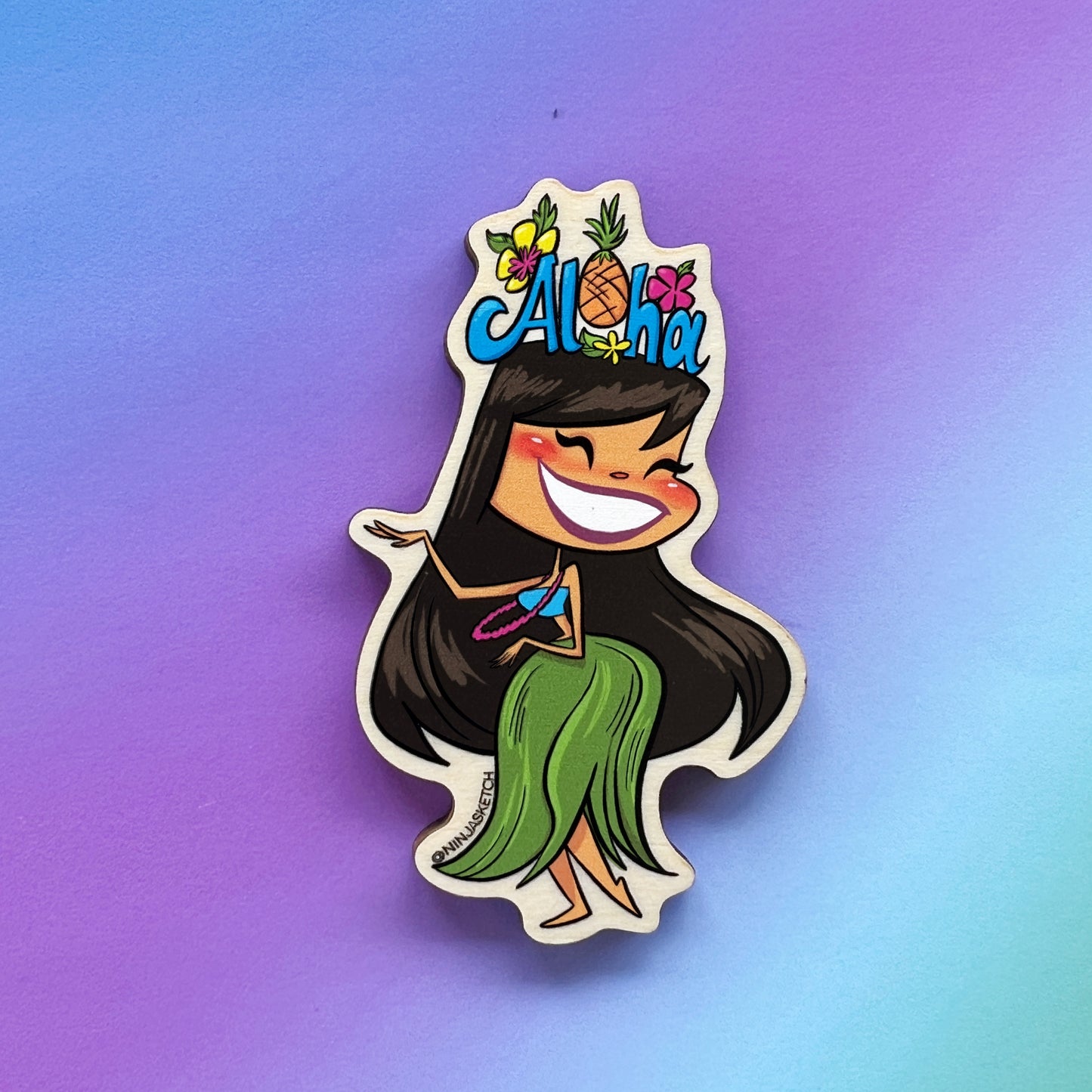 Hula Girl with Aloha Magnet